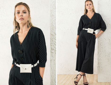 Berrin 2019 İlkbahar Yaz Çizgili Tulum
