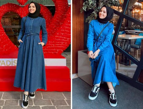 Denim Elbise - Converse Ayakkabı Kombini