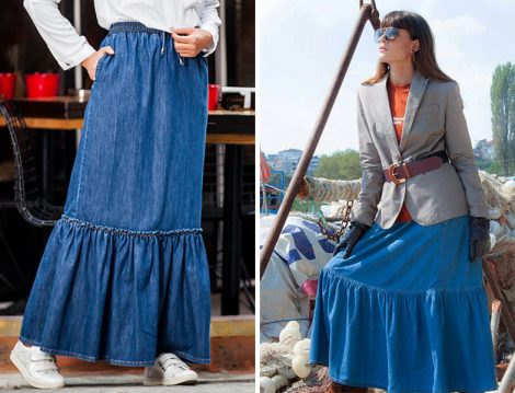 Denim Etek - Blazer Ceket Kombini