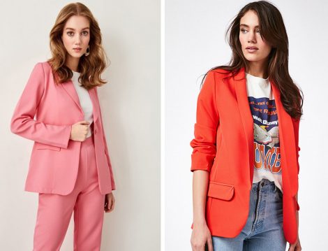 Feminen Renklerde Maskülen Blazer Ceket