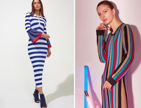 Knitss Çizgili Triko Elbise