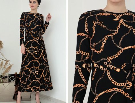 Selma Sarı Design Siyah Elbise