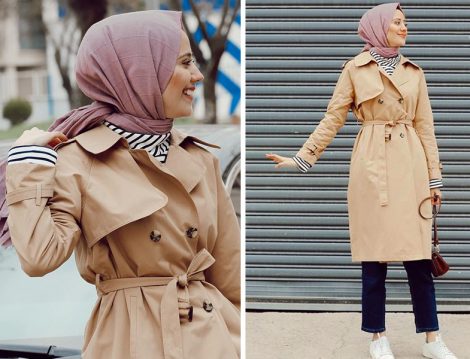 Vesna Design Trençkot ve Çizgili Tunik