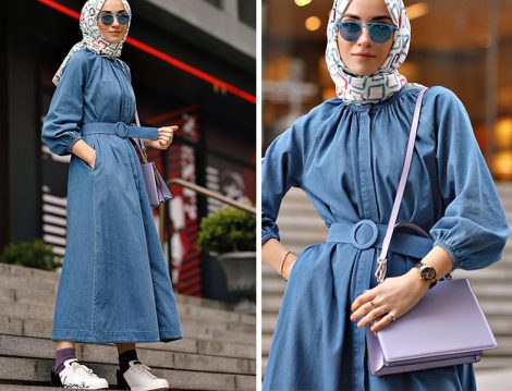 Kadriye Baştürk 2019 İlkbahar Yaz Denim Elbise