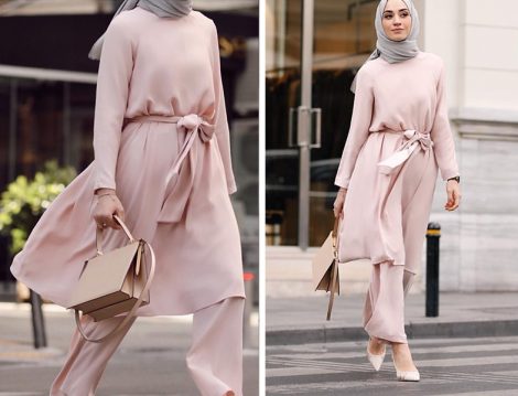 Kadriye Baştürk Pudra Tunik Pantolon İkili Takım