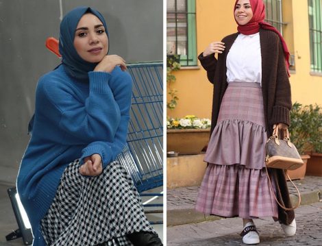 Triko Hırka ve Tunik ile Etek Kombinleri