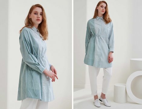 Vesna Design 2019 Yeşil Belden İplli Tunik