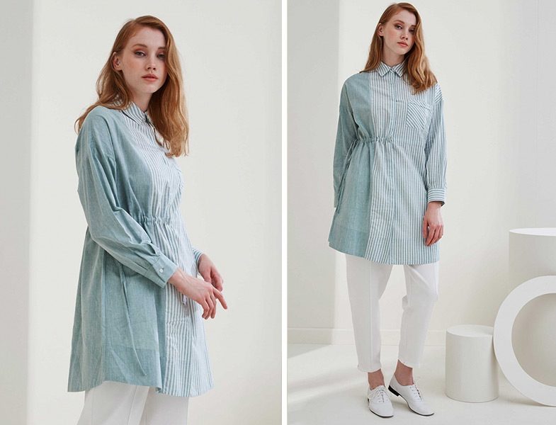 Vesna Design 2019 Yeşil Belden İplli Tunik