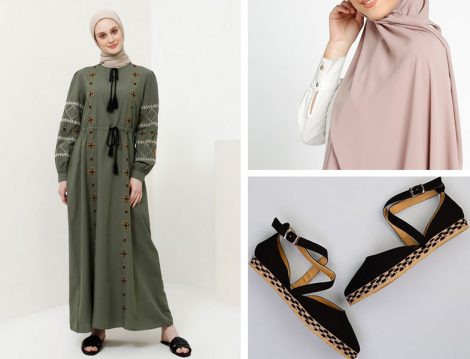 Benin Nakışlı Elbise & Tuva Medine İpeği Şal & Bambi Espadril