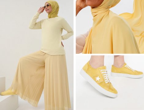 Benin Şifon Pantolon & Halima Şal & Mascha Spor Ayakkabı