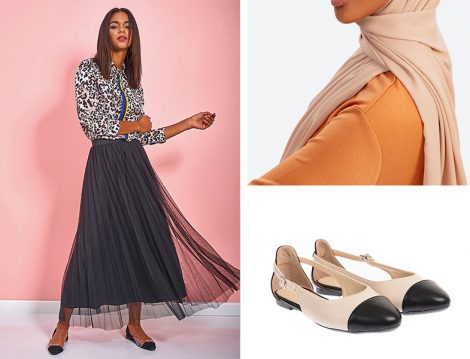 Eda Atalay Pileli Etek & Halima Şal & Shoestime Babet