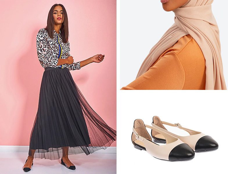 Eda Atalay Pileli Etek & Halima Şal & Shoestime Babet