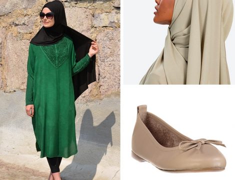 Henna Elısa Tunik & Halima Krep Şal & Trendyolmilla Bej Babet