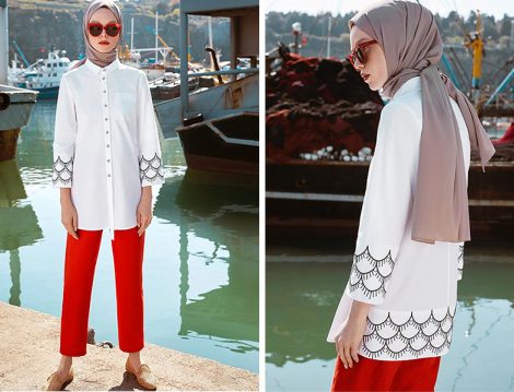 Nihan Giyim 2019 Yaz Ekru Boyfriend Pamuk Tunik
