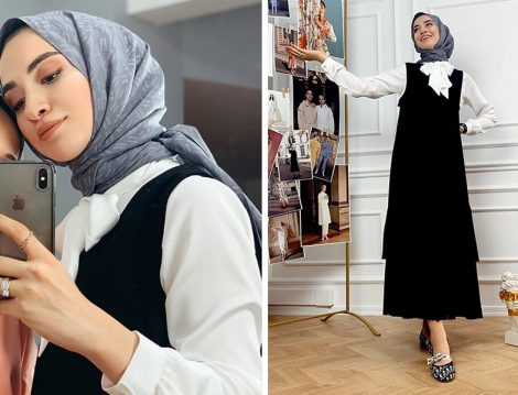 Sena Sever'in Kadriye Baştürk Markasından Etek Ucu Pile Detaylı Jile Kombini