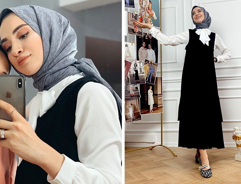 Sena Sever'in Kadriye Baştürk Markasından Etek Ucu Pile Detaylı Jile Kombini