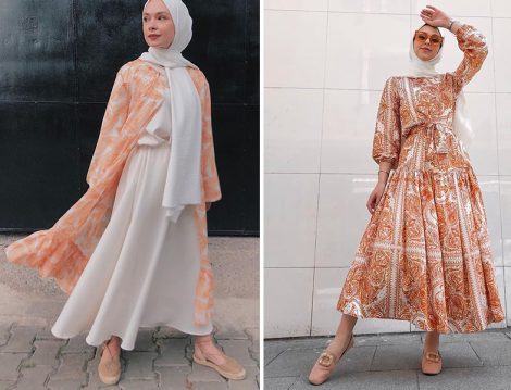 Desenli Elbise ve Kimono Kombinleri