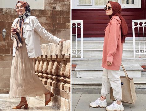 Aleyna Atalar'dan Bej - Pembe ve Tonlarında Tesettür Kombinler