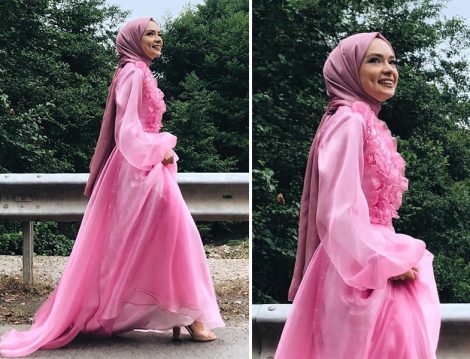 Gönül Kolat Pembe Abiye Elbise