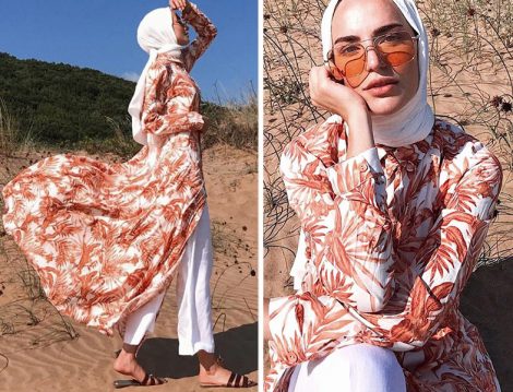 Refka Somon Doğal Kumaşlı Gizli Düğmeli Elbise