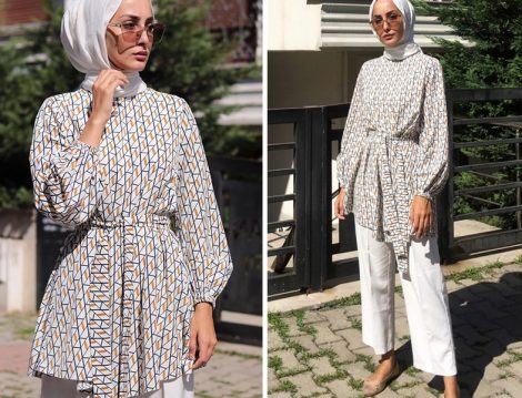 Dilara Nazan Ertan Tasarımı Geometrik Desenli Tunik