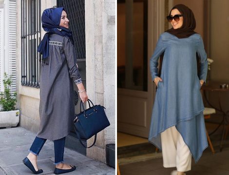 Gestuel Design Füme Etamin Tunik - Neways Mavi Kot Tunik
