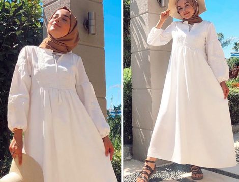 Gül Aksa Butik Beyaz Zara Elbise