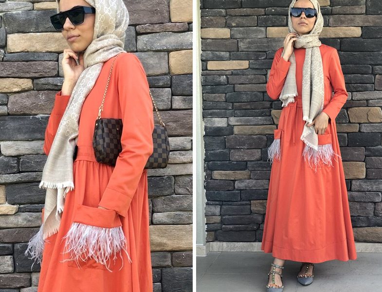 Lavinia Couture Turuncu Devetüylü Elbise
