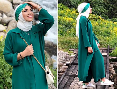 Melike Tatar Pantolon-Tunik-Kap Üçlü Takım