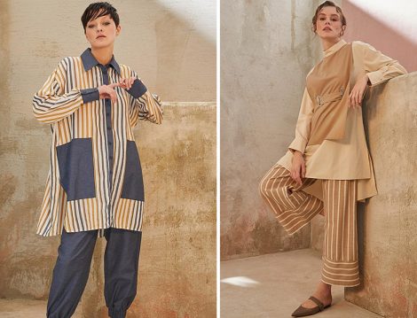 Qooq Store 2019 Yaz Çizgili İkili Takım