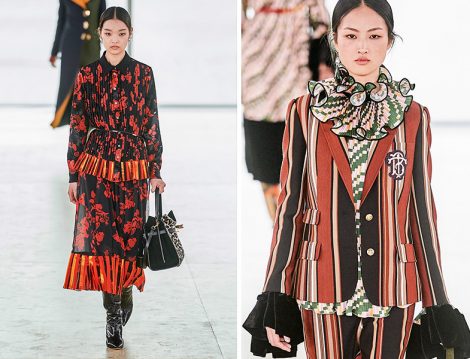 Tory Burch Desenli Etek ve Desenli Gömlek - Desenli Gömlek ve Çizgili Ceket