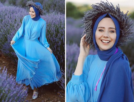 Tuay Etek&Bluz İkili Takım - Maviden Scarf Şal