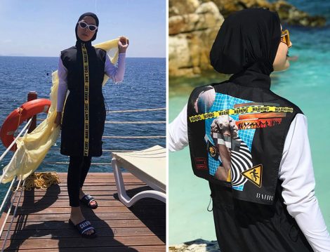 Yazı Baskılı Tesettür Mayo