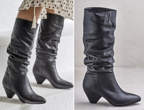 Elle Buruşuk Stil Hakiki Deri Kadın Çizme