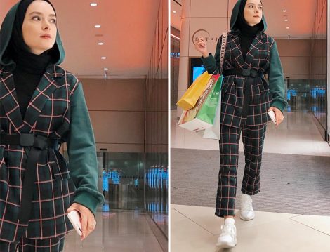 Şüheda Türkoğlu Twist Ekose Pantolon Ceket Takım