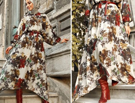 Sena Sever Habb Desenli Elbise ve Zara Bordo Çizme Kombini