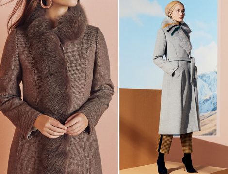 Zühre 2019-20 Sonbahar Kış Kürk Yaka Palto Modeli