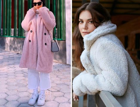 BRTCdesign Pudra Pufy Peluş Kaban - Aslı Enver Defacto Peluş Mont