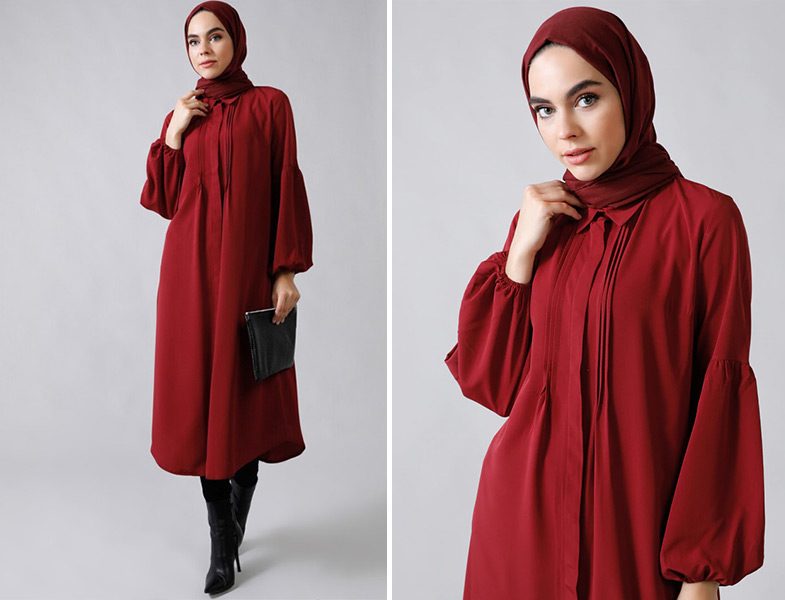Refka Bordo Gizli Düğmeli Tunik