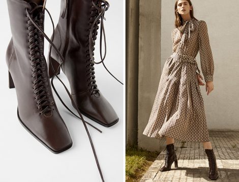 Zara Küt Burunlu Bağcıklı Bootie