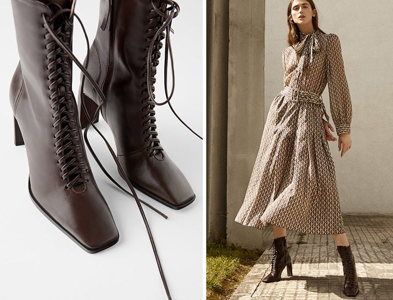 Zara Küt Burunlu Bağcıklı Bootie