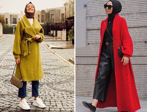 Aybüke Nur Demirci - Kadriye Baştürk Kaşe Kaban & Hülya Aslan - Qozza Triko Kırmızı Uzun Hırka
