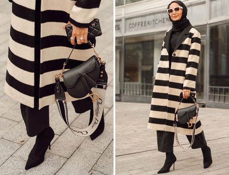Betül Gedik: Touche Official Çizgili Kaban & Zara Çizme