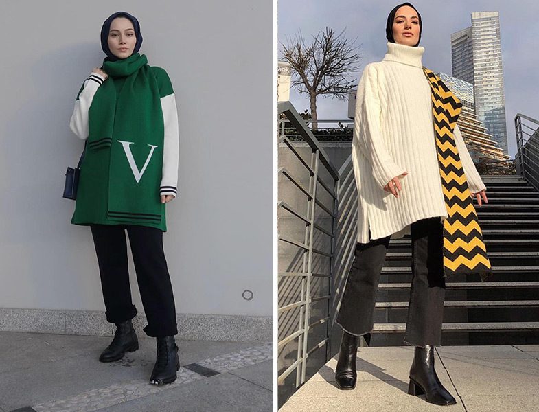 Ecmel Kılıç: Vesna Desing Atkı - Elif Küçüksarı: Touche Official Zikzak Atkı