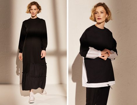 LC Waikiki Fırfır Detaylı Elbise ve Pamuklu Sweatshirt