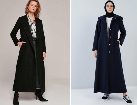 Y-London Siyah Kaşe Uzun Diana Kaban - Benin Lacivert Kapüşonlu Kaşe Kaban