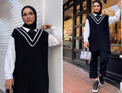 Zeynep Karadeniz: Hanzade Süveter-Gömlek Görünümlü Tunik