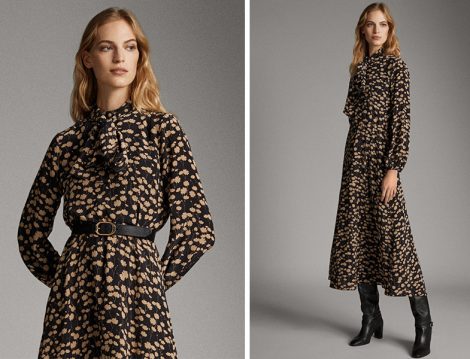 Massimo Dutti Çiçekli Elbise - Çizme Kombini