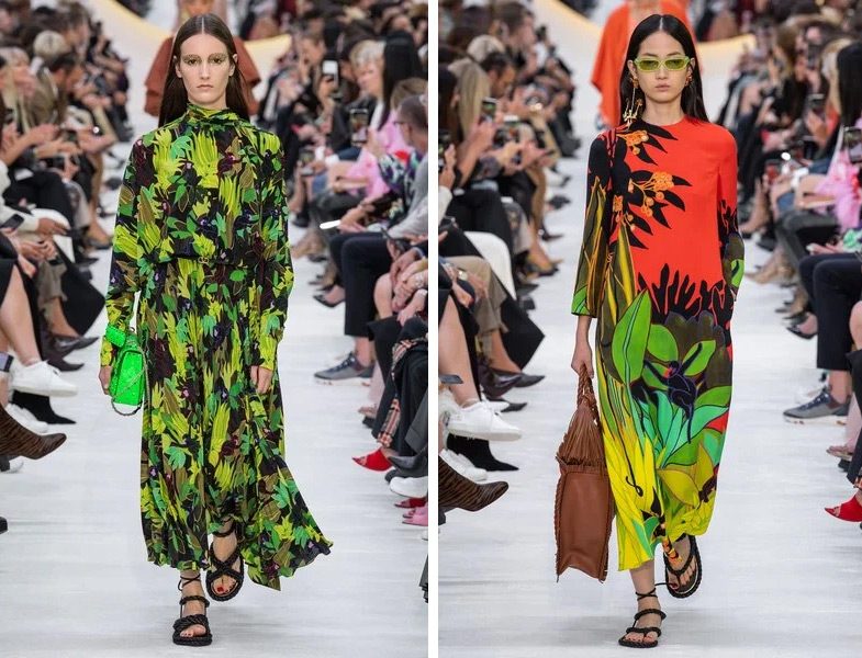 Valentino 2020 İlkbahar Yaz Desenli Elbise