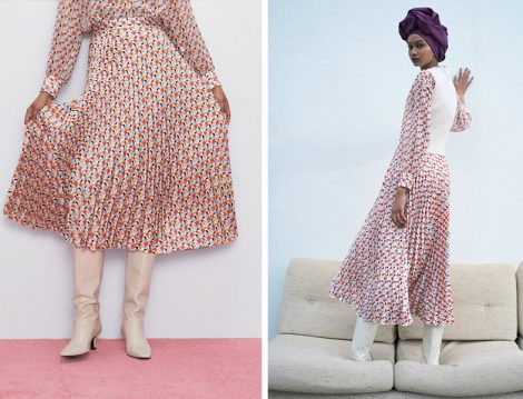 Zara 2020 Desenli Pilili Etek